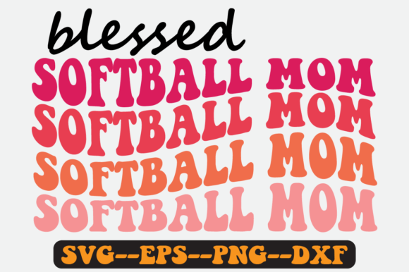 Blessed Softball Mom Quote Retro Svg