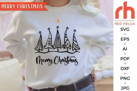 Merry Christmas SVG, Xmas Trees Cut File
